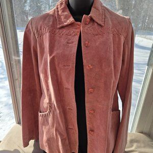 Pink Suede Leather Jacket with Nice Detail size M